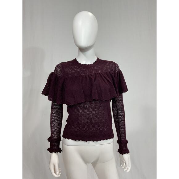 Ulla Johnson 'Augustina' Black Long Sleeve Ruffle Trim Pullover Size S - NWT - Picture 2 of 5